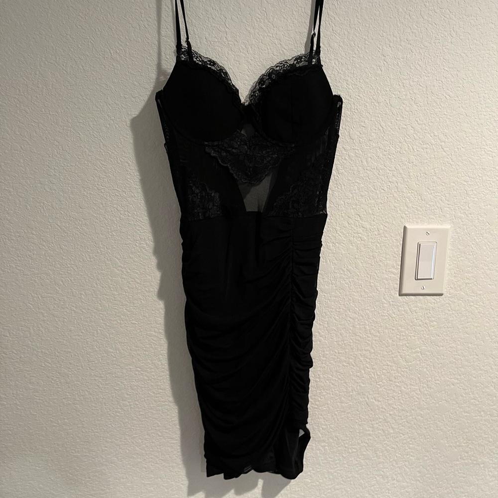 Black ruched skin tight dress